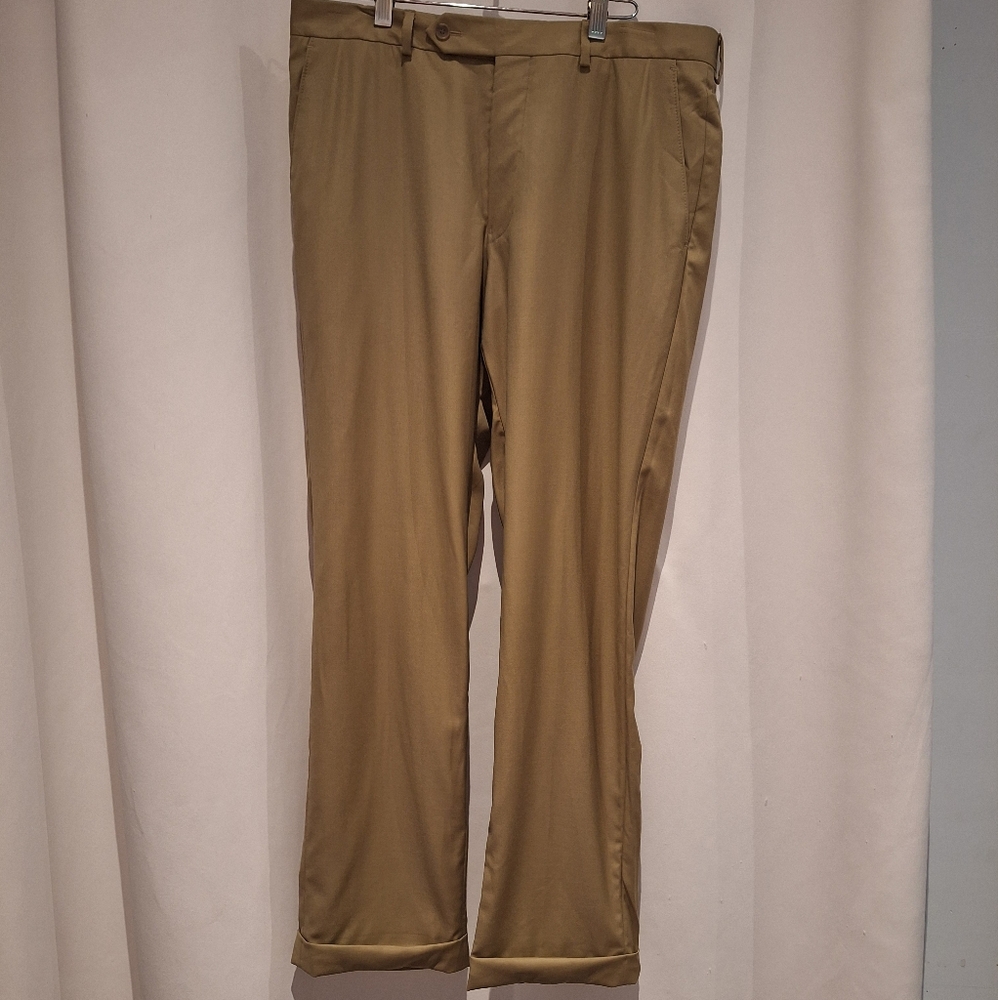 Samuelsohn Super 110's Wool Tan Cuffed Men's Pants Size 34 R